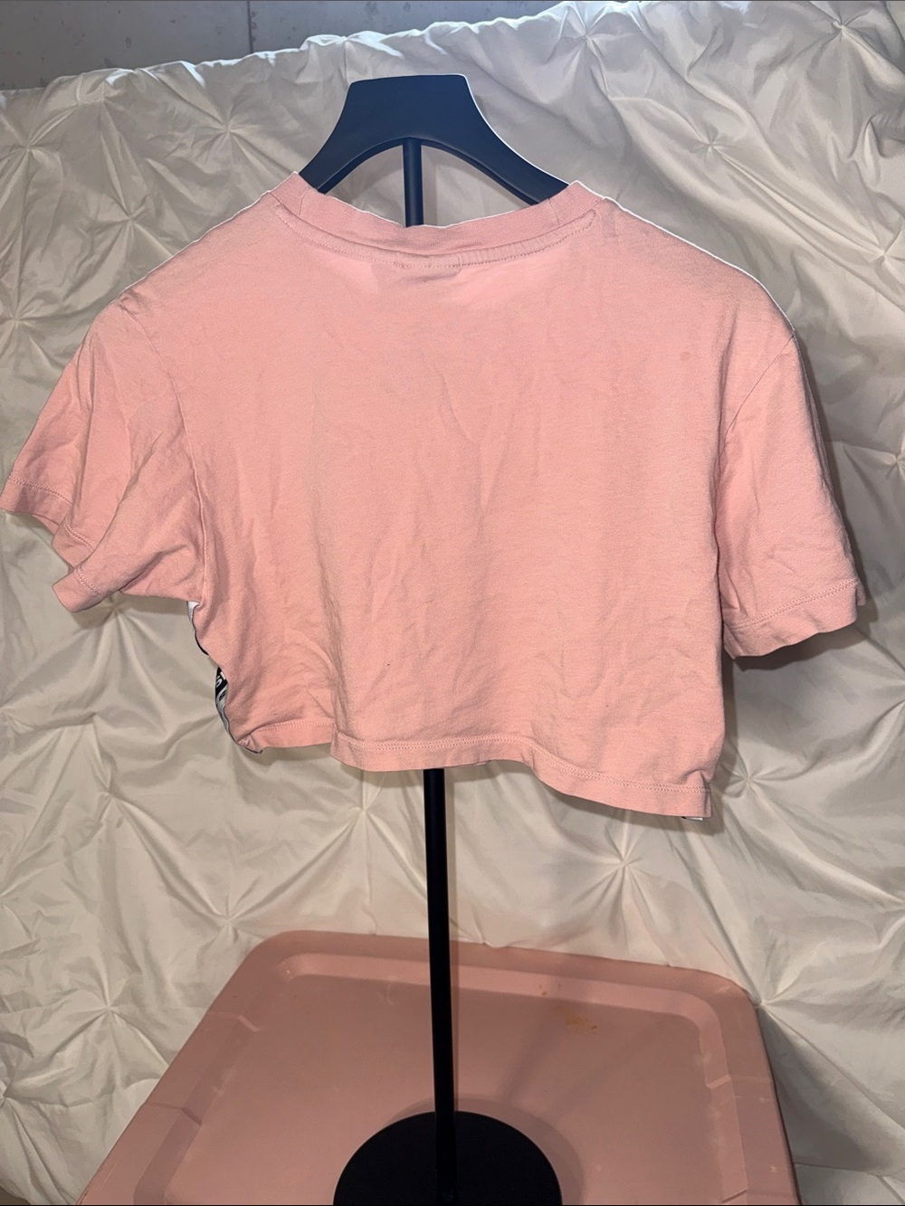 adidas Light Pink Cropped Tee with Trefoil Tag - Picture 3 of 3